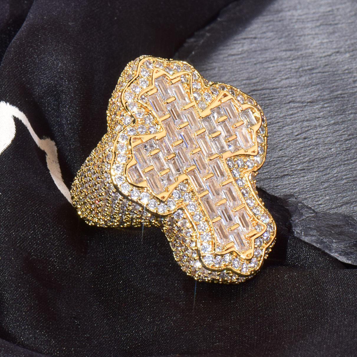 

Новое модное кольцо Jay s с цирконом в виде креста и кубика сахара: Стильный хип-хоп аксессуар для пары, доступен сейчас Size 10 золотой