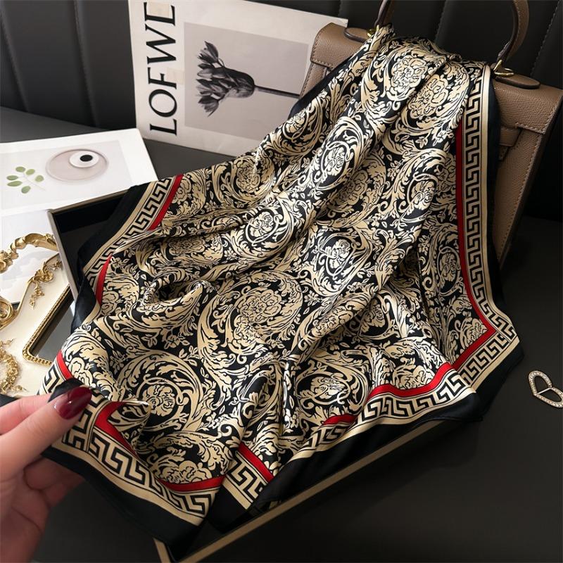 68Cm Rose Printed Scarf Multipurpose Women S Fashion Accessories Headscarf Bag And Clothing Decoration Square Scarf