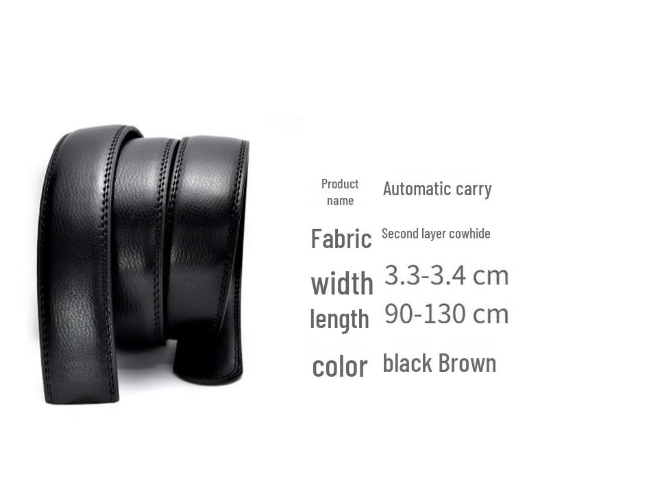 Lychee Pattern Men's Cowhide Belt Body - Automatic Buckle, Headless Design