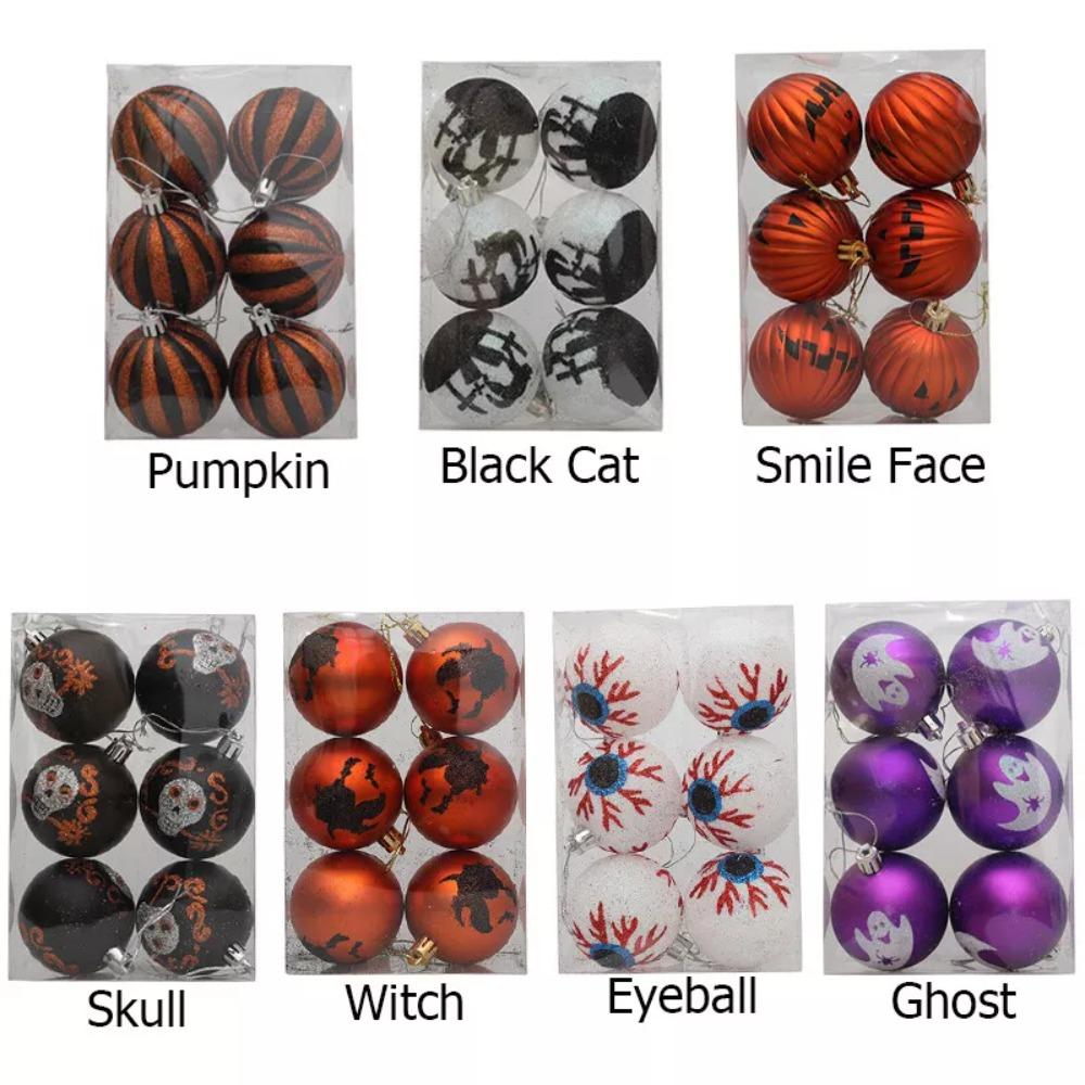 

6Pcs 6cm Halloween Tree Baubles Mini Tree Ornament DIY Halloween Hanging Ball for Home Party Ghost