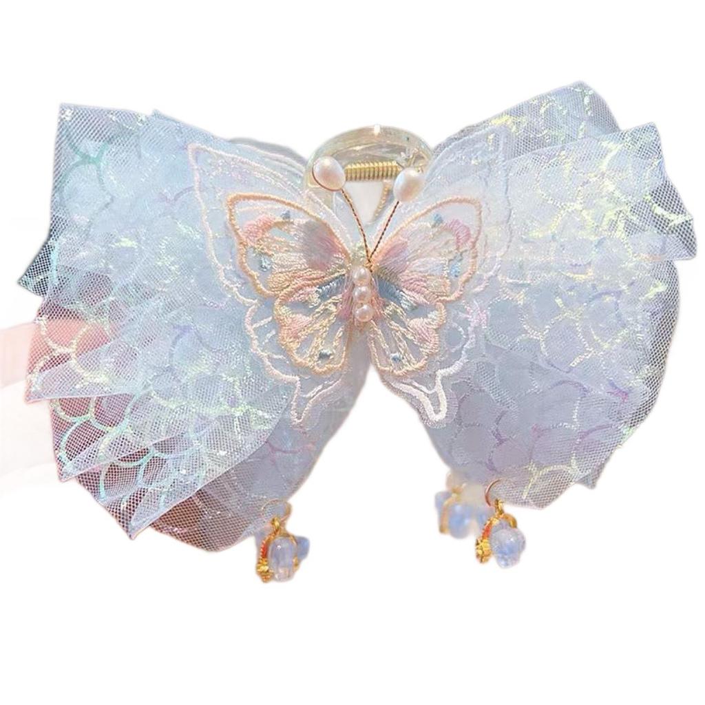Princess Style Pink Fairy Dot Pearl Bow Hair Clip for Children