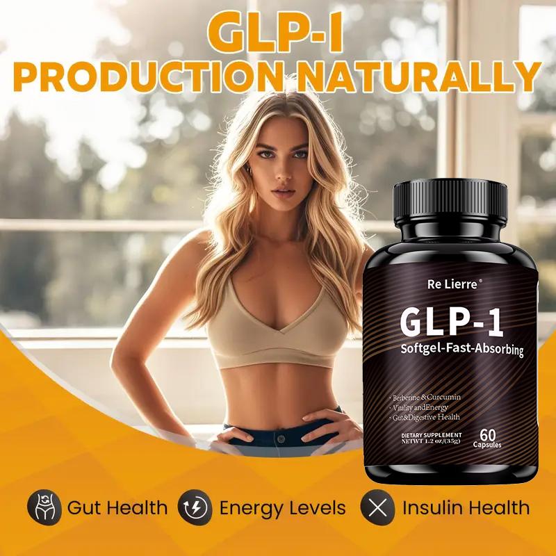 GLP-1 Supplement with Berberine, Green Tea Leaf Extract, Curcumin & More, supply Vitality And Energy, Insulin Health, Gut Health,Fast-Absorbing
