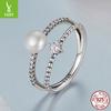 Design Doppellagiger Natur Süßwasserperlenring S925 Sterlingsilber Gestapelter Leichter Luxus Eleganter Ring