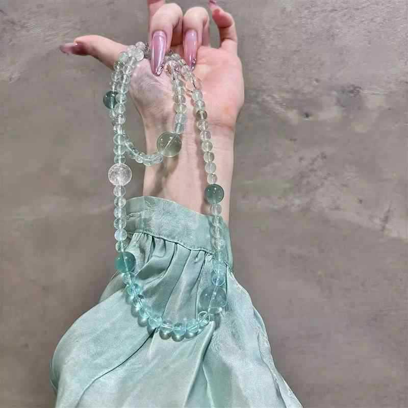 2025 Elegant Mint Green Crystal Bracelet: Women's Exquisite New Chinese Style, High-End Fashion with Whitening Effect.