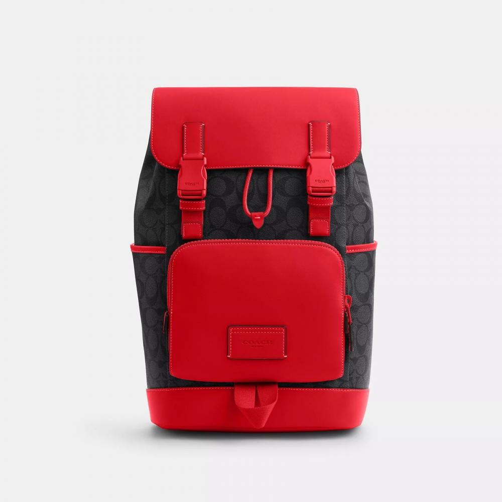 

Рюкзак Coach Track из канвы с цветными блоками