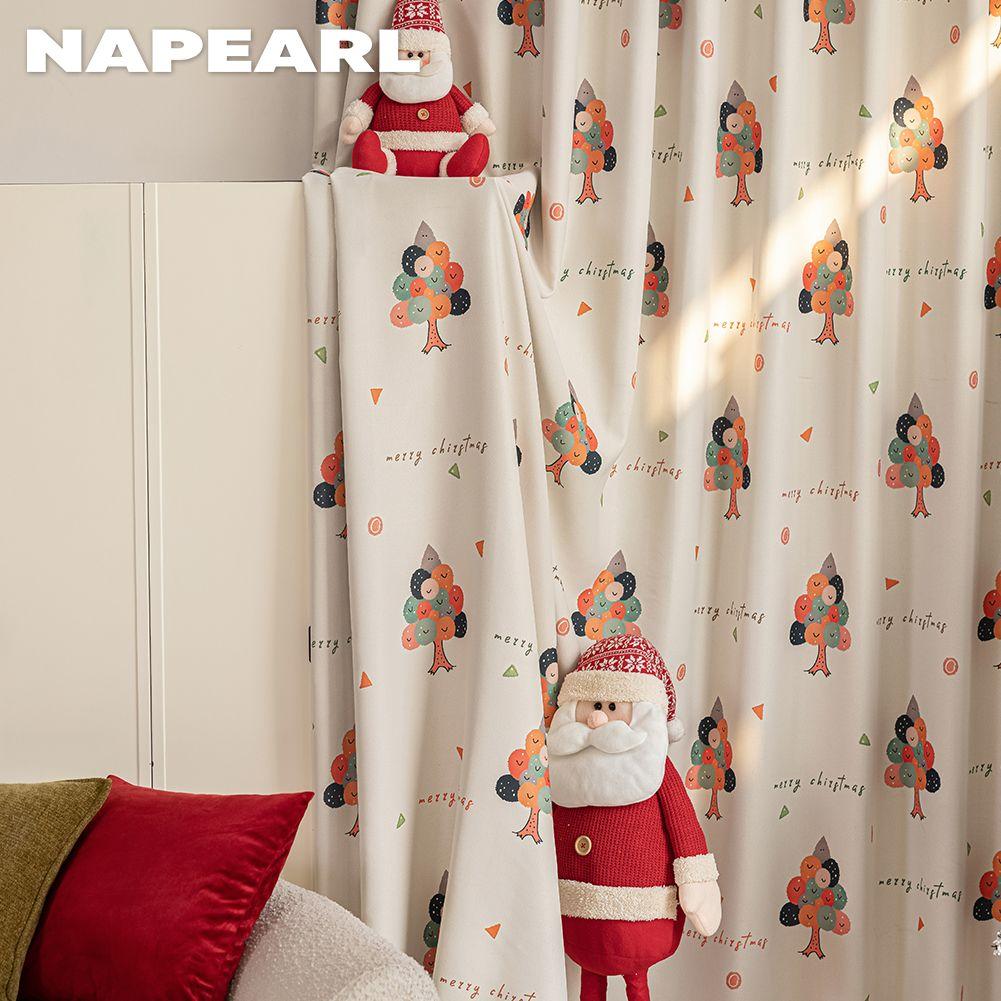 1PC NAPEARL Christmas Blackout Curtains Gold Coin Tree Pattern Printed Curtains for Bedroom Living Room Balcony Window for Home Decor