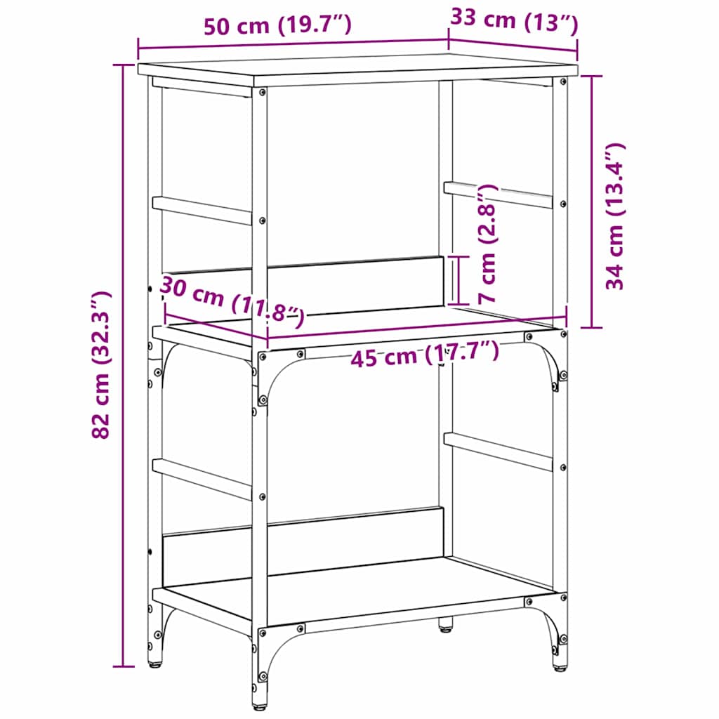 Bücherregal, Präsentationsregal, Balkonregal, 50x33x82 Cm, Holzplatte Und Stahl