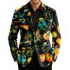 Herren Bedruckter Kord Samt Taschen Anzug Jacke Cardigan Herren Freizeitanzug