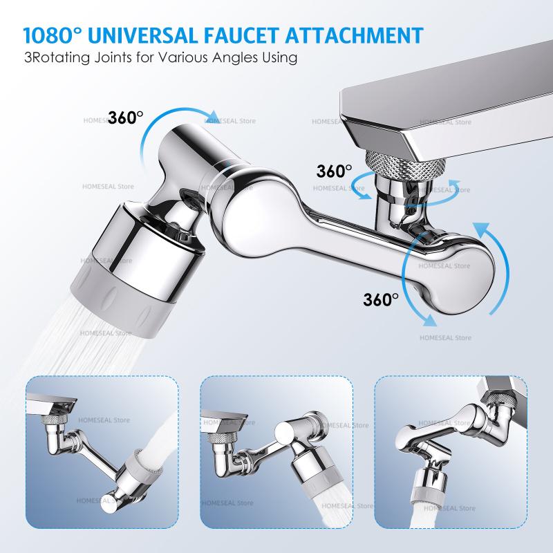 NOVÝ 1080° Otočný Adaptér na Vodovodní Baterii Proti Stříkání Univerzální Kuchyňský Perlátor Vodovodní Baterie Šetřič Vody 22/24mm Prodloužení Kohoutku