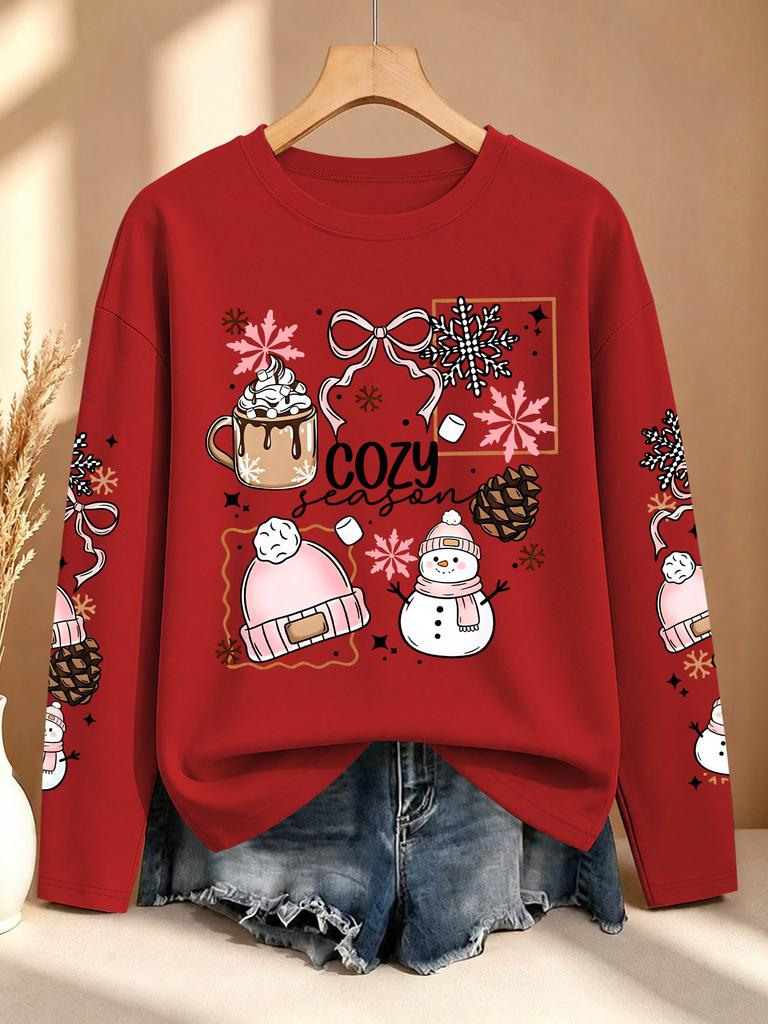 [Christmas] Women's long-sleeved T-shirt is sporty, casual, lightweight, comfortable, soft, fashionable and versatile for everyday use