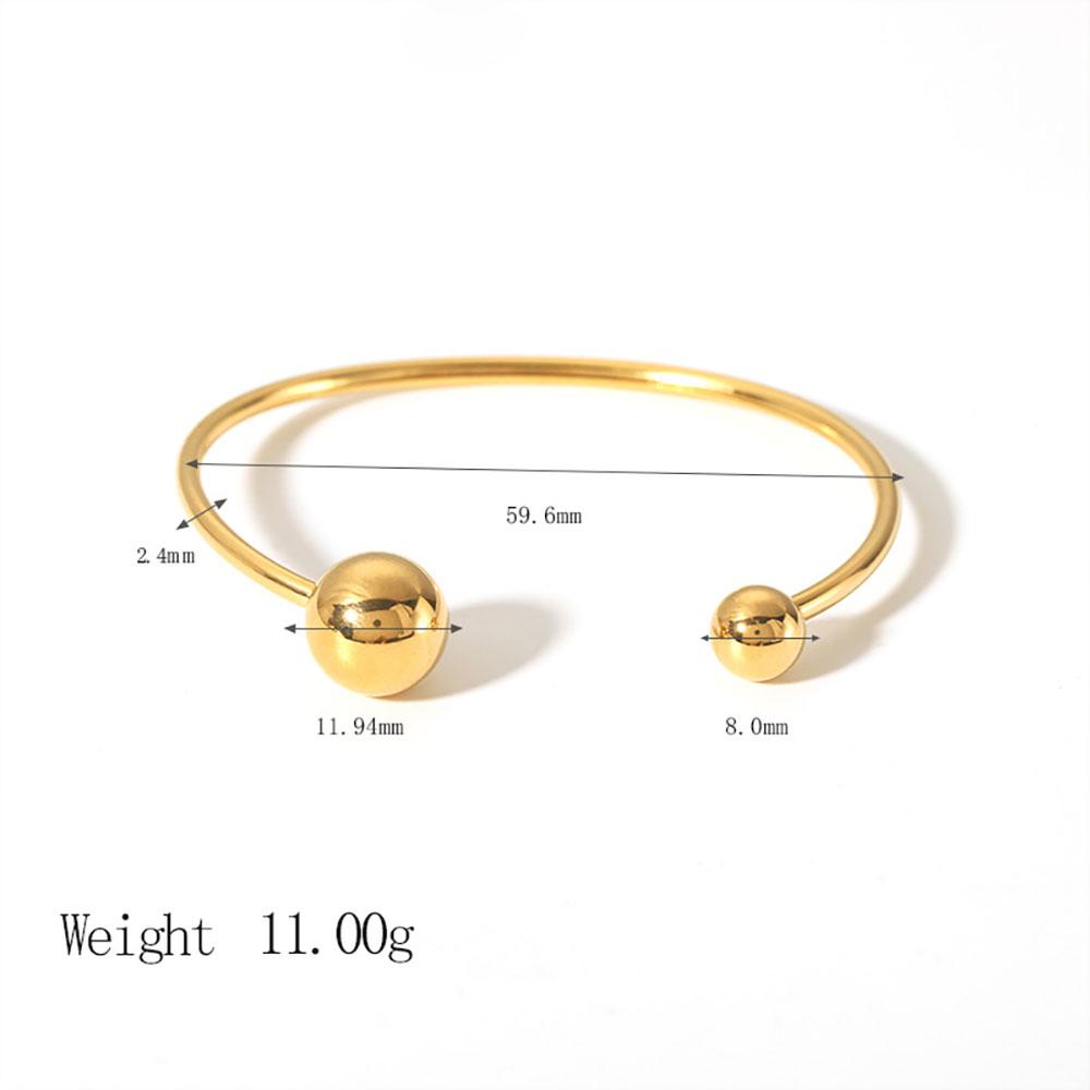 

2025 Gold Sliver Ball Charm Stainless Steel Cuff Bangle For Women FR Style Hand Accessory