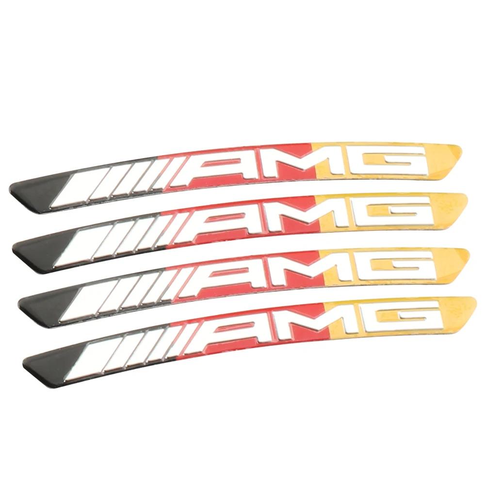 4Pcs Car Wheel Badge Sticker Emblem for Mercedes benz AMG Brabus 4 MATIC W124 W205 W211 W203 W204 W168 CLA CLK CLS GLA GLC C180