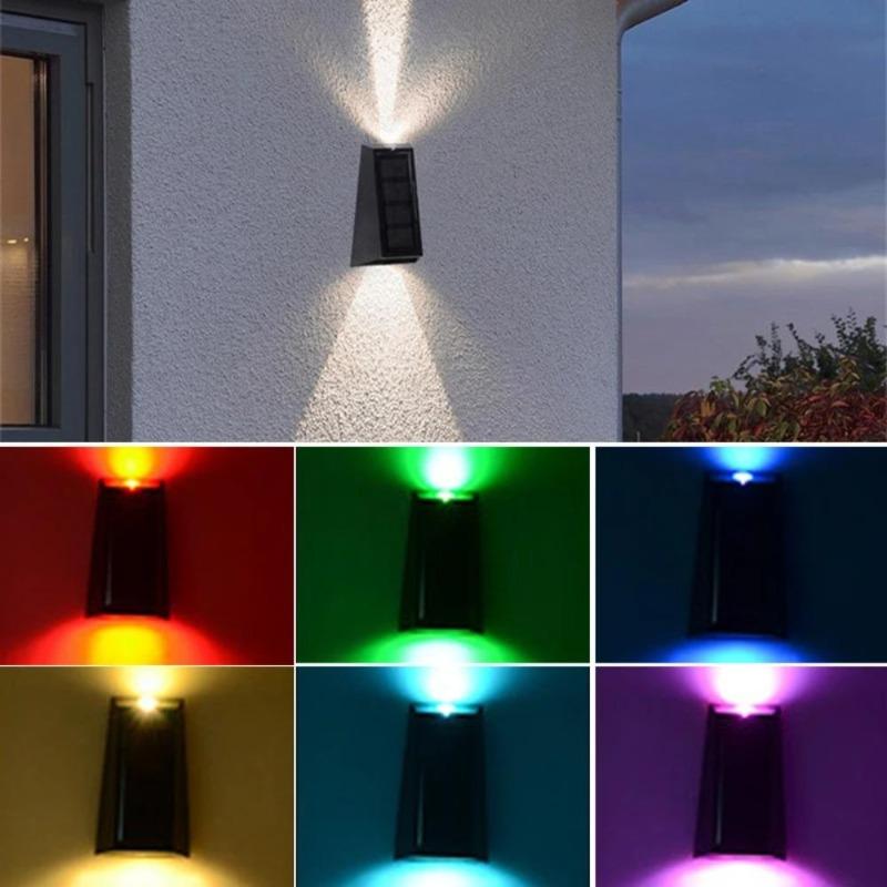 Decoration Solar wall lamp Led solar lights RGB Color Changing Waterproof Wall Lamp Solar Lighting For Walkway Fence Stairs