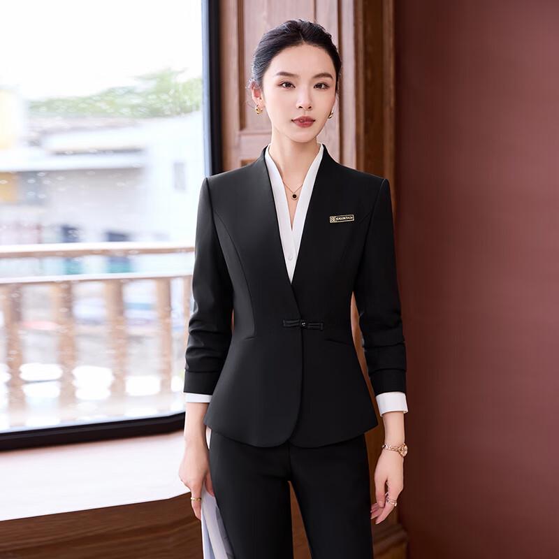 Women's New Chinese Style Collarless Professional Suit Set