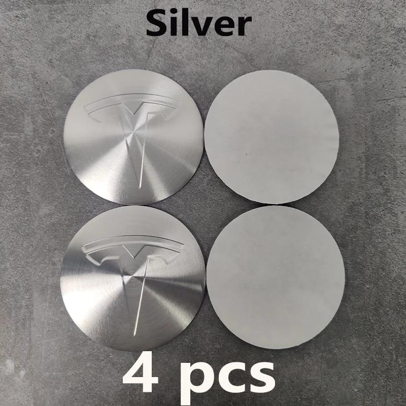 Tesla Model 3/Y/S/X 4Pcs 56mm Hub Cap Logo Stickers - Waterproof Durable Wheel Center Decals Car Protector Accessories