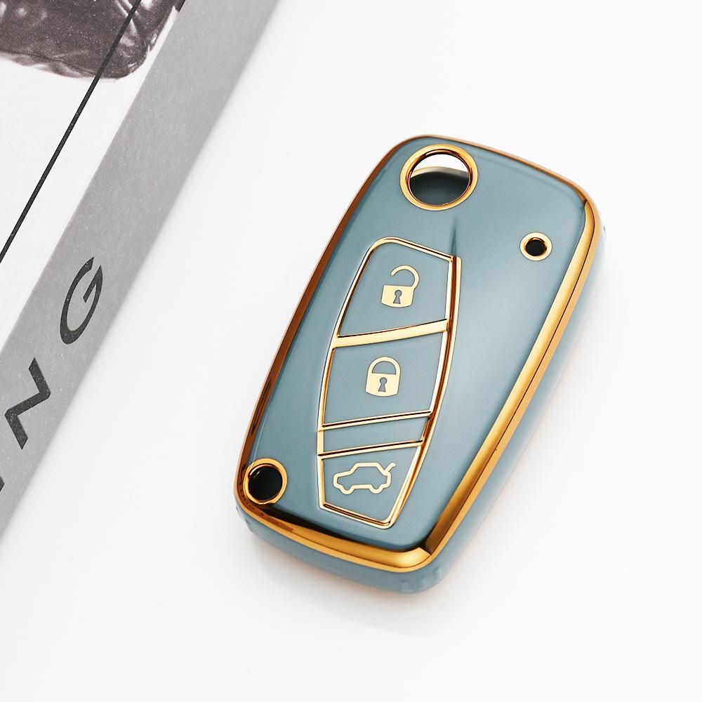 

3 Button Keyless Protected Holder Fob For FIAT 500 Panda Stilo Ducato Punto Doblo Bravo TPU Car Flip Key Case Cover Accessories сірий