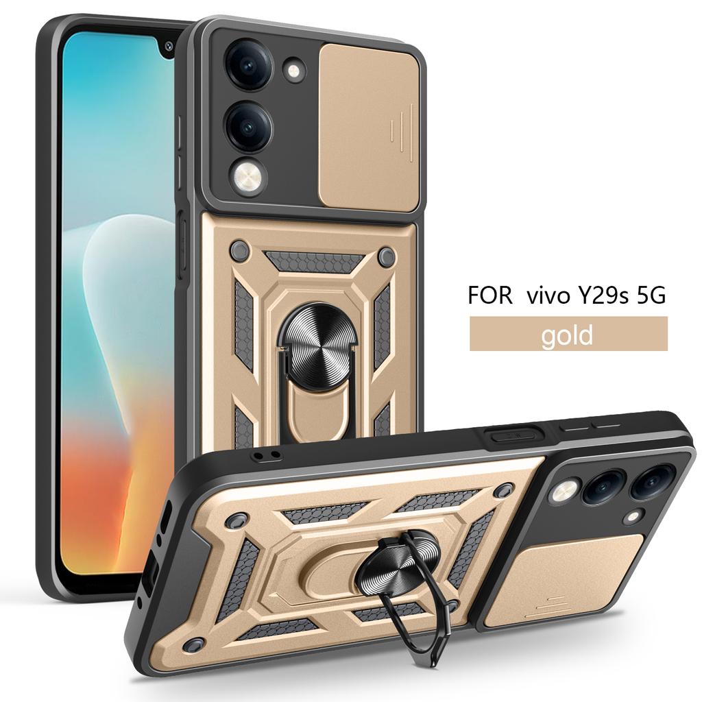 For Vivo Y29S 5G Case Vivo Y04 Cover Iqoo Z10 Lite T4 Lite Magnetic Ring Holder Armor Phone Case Slide Camera Protect Back Cover