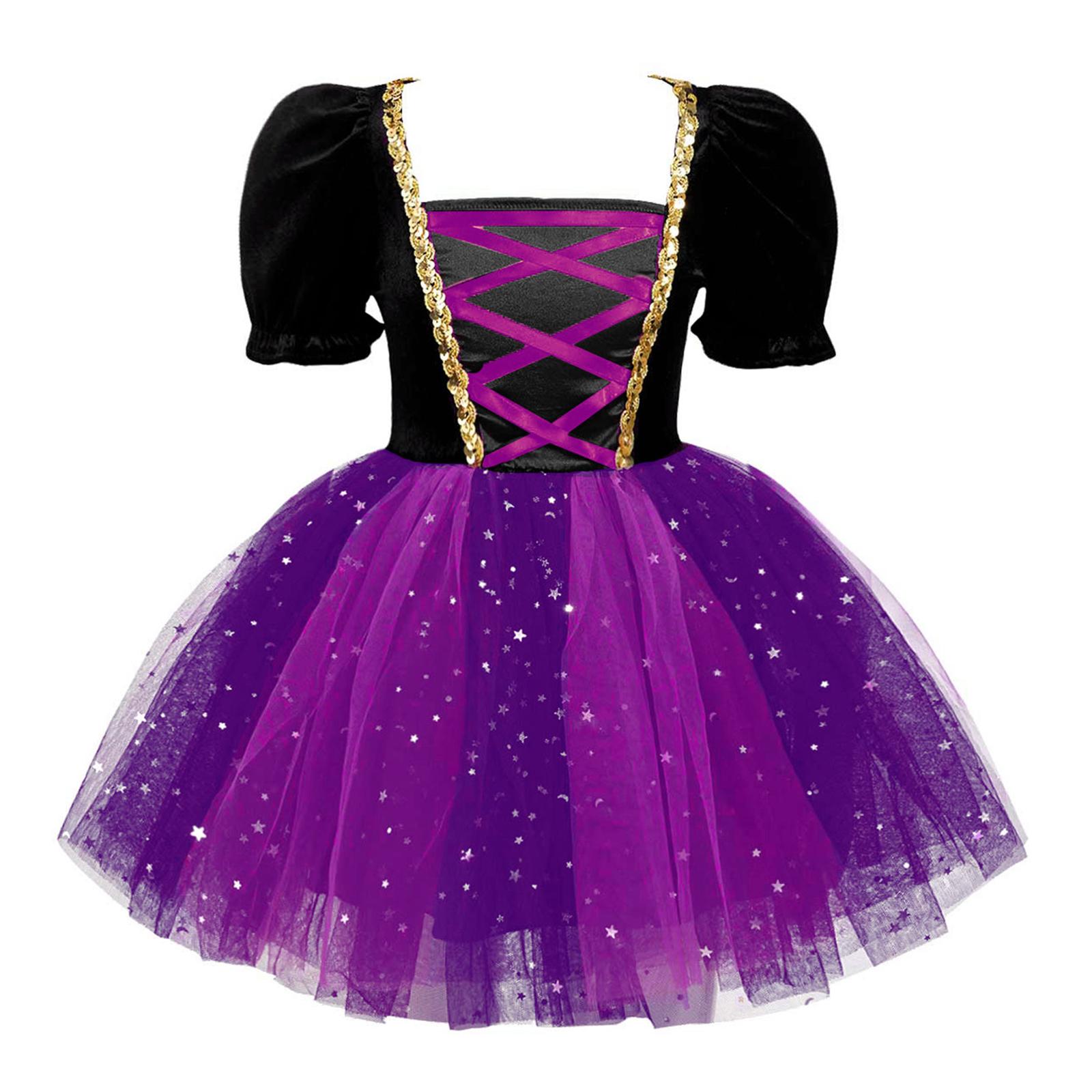 

Костюм відьми Хеллоуїн Карнавал Тематична вечірка Дитяча сукня для косплею 9-10 Years Яскраво-рожевий/фіолетовий