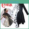 Cosplay šaty inspirované 101 dalmatiny Černobílá čarodějnice Cruella De Vil