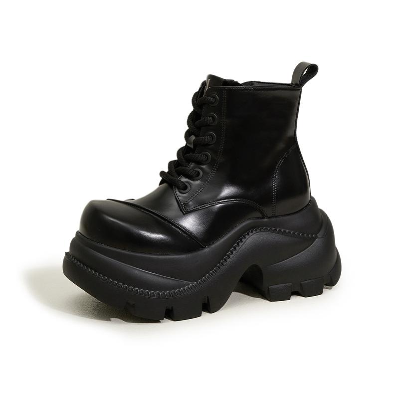 Muffin Platform Loafers Women's 2025 Autumn and Winter New Warm High-top Shoes Versatile Small Leather Shoes Inner Height-increasing Women's Shoes