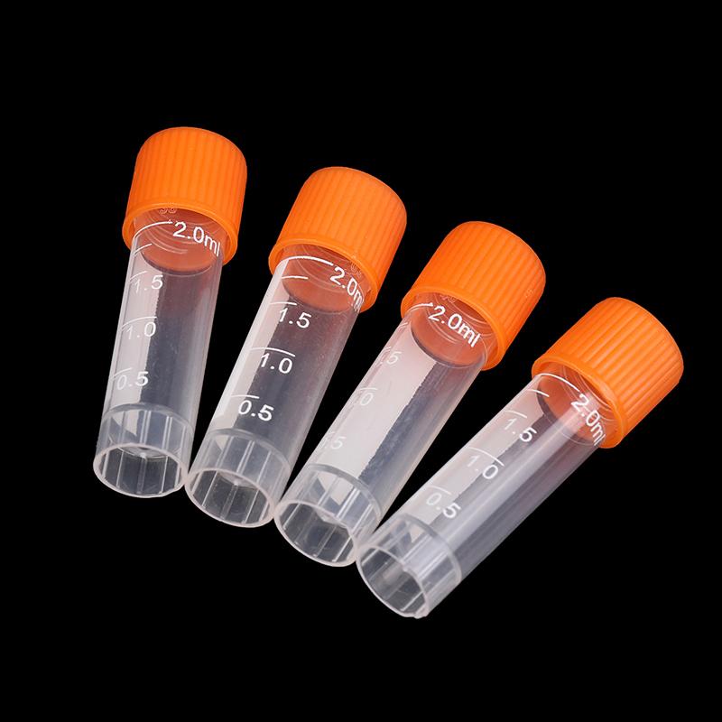

50 шт. Пластиковые пробирки 2 мл, флаконы, контейнер для образцов, бутылки с завинчивающейся крышкой для порошка, полипропиленовые криотрубки, пробирки для замораживания, химические принадлежности
