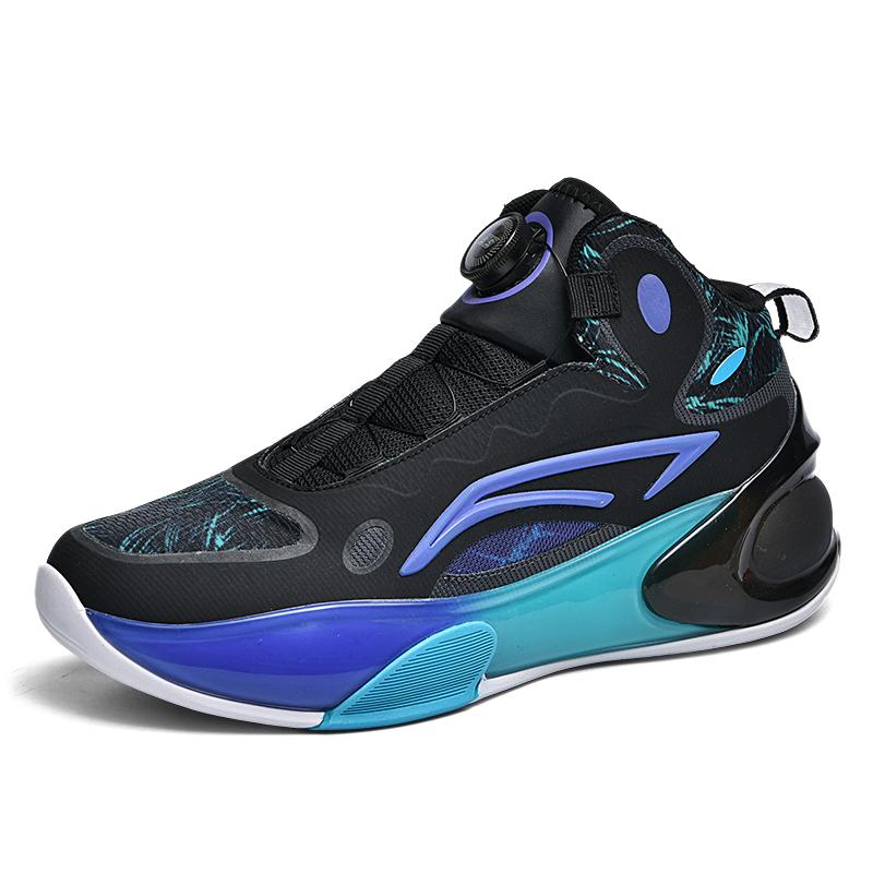 New Basketball Shoes Male Junior High School Students Rotating Buckle Running Shoes Breathable Training Non-slip Sports Shoes
