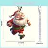 Themed Christmas Running Santa Claus Pattern Acrylic Pendant For Holiday Decor