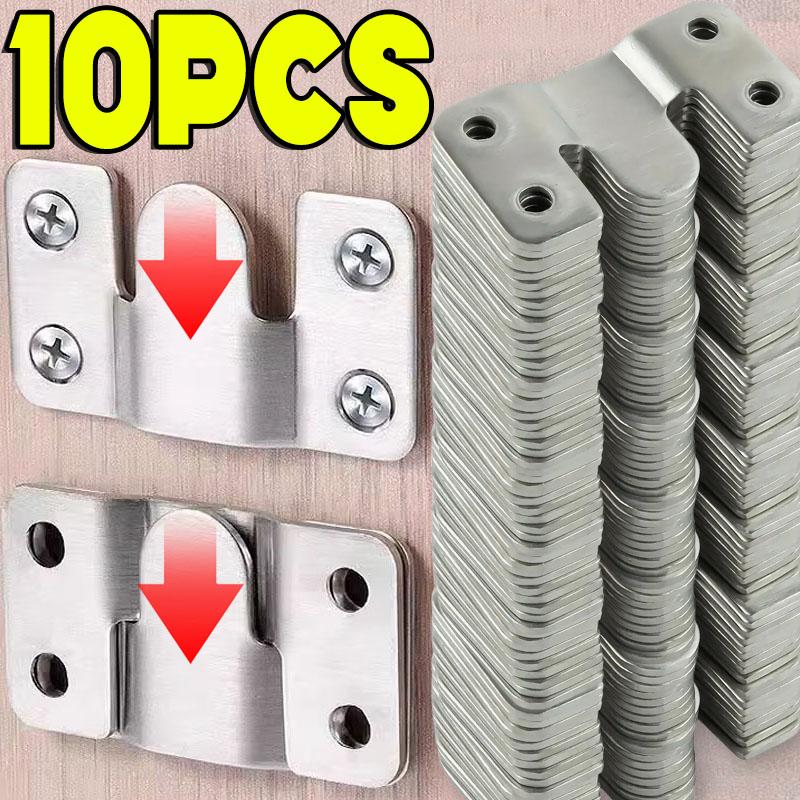 10pcs Picture Frame Hooks Stainless Steel Wall Hanger Flush Mount Hanging Buckle Furniture Interlock Bracket Joint Connector