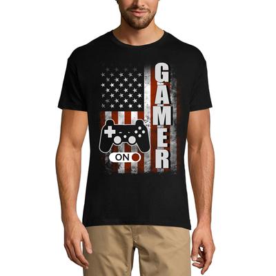 Maglietta da Uomo Modalità Giocatore On Bandiera Americana Patriottica - Maglietta da Gaming per Giocatore