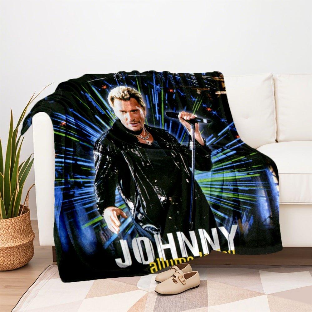 Johnny Hallyday - Allume Le Feu PosterBlanket Flannel Throw Blanket for Sofa, Bed, Travel, Camping, Office, Couch, Chair, And Bed Gift for C