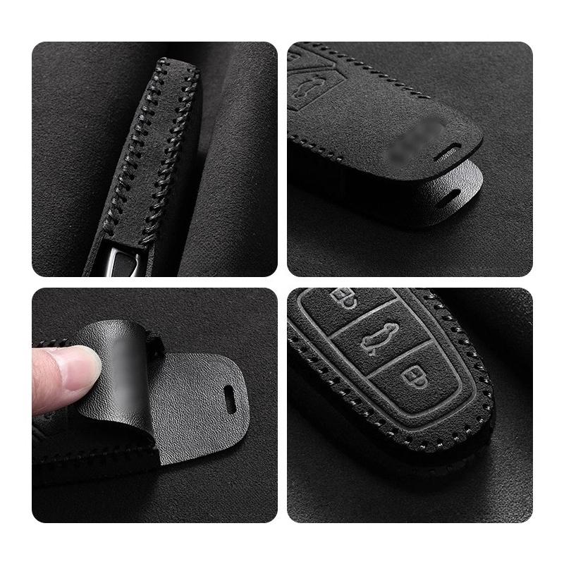 For Lynk & Co 08 03 05 02 09 06Emp Car Key Case Suede Leather Key Cover Car Key Protective Shell Protector Buckle Keychain Bag