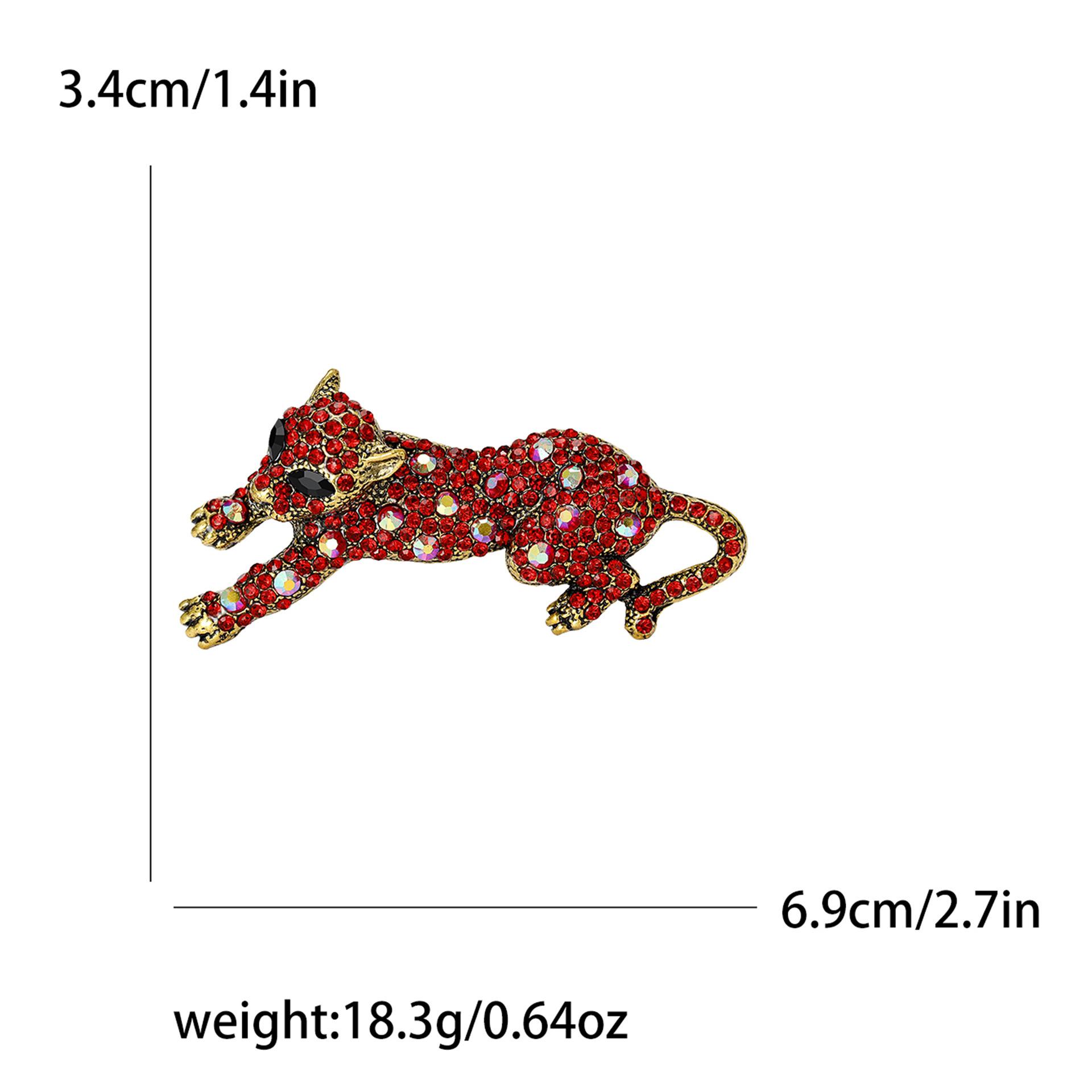 Высококачественная брошь ручной работы в виде гепарда со стразами, модная бижутерия, булавка для воротника, аксессуары красный