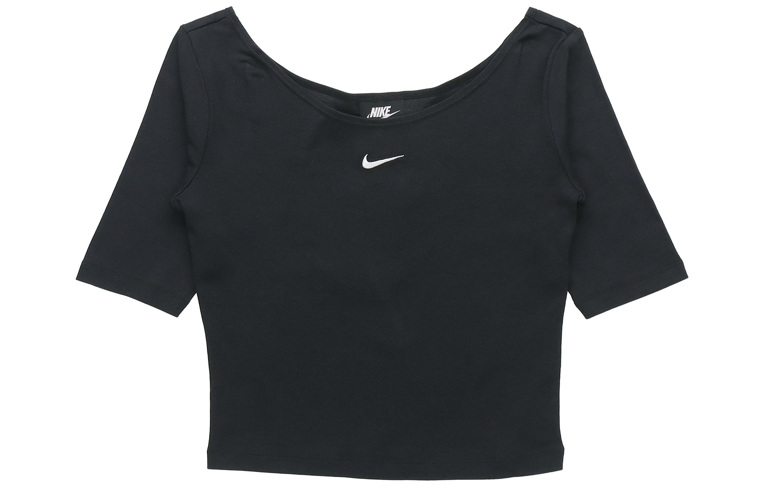 Nike Crop Tops Women s Black Crew Neck Moderate CZ9813-010 L