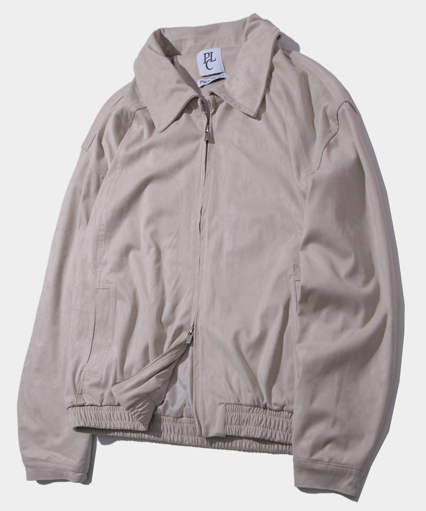 Placestudioman Pull-Up Suede Minimal Western Cut Collar Zip-Up Jacket [Brown]