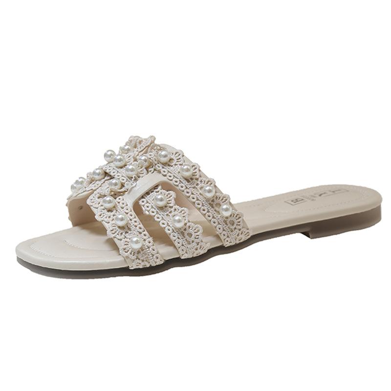 Coole Hausschuhe Damen Sommerbekleidung 2025 neu Sommer Sommer Damenschuhe Fee vielseitig flachsohlig Strand Ein-Wort-Pantolette