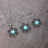 Meier Two-piece set: distressed metal filigree floral turquoise necklace and earrings for women