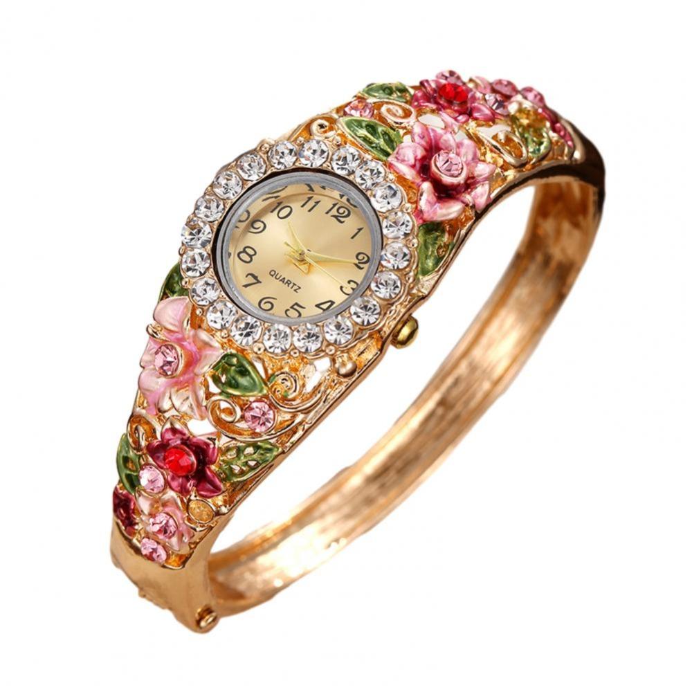 Rhinestone Bracelet Vintage Watch Rich In Flowers Quartz Watch Ladies Wristwatch Dress Watch