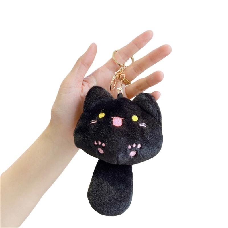 Cute Plush Cats Keychain Creative Animal Pendant Detachable Pendant Car Key Chain Backpack Pendant with Metal Keyring