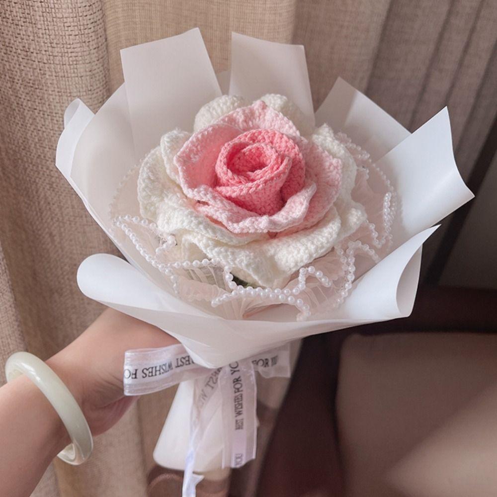 

Hand Woven Woven Flower Bouquet Knitted Flower Finished Bouquet Home Decoration