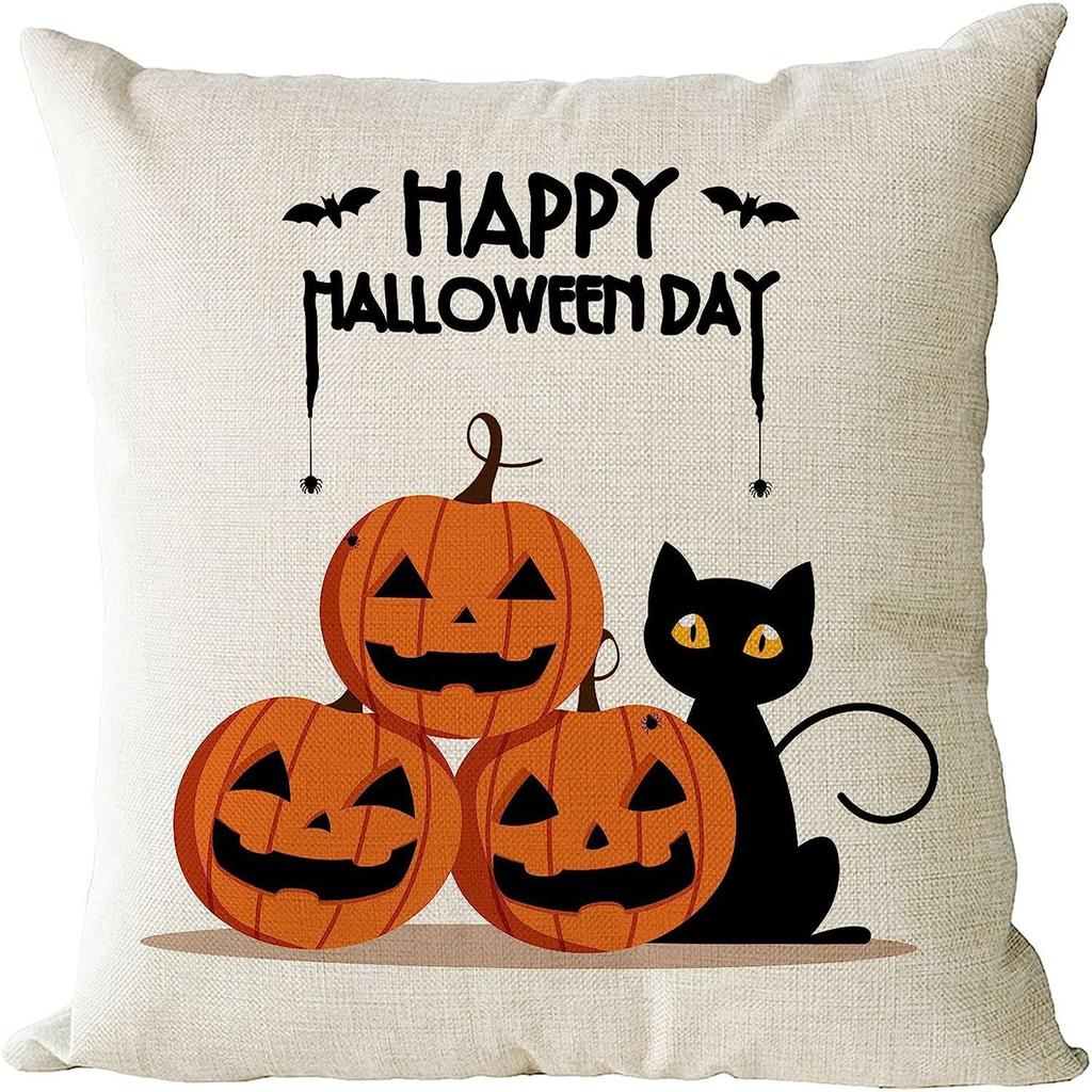 Halloween Orange Pumpkin Head Pillow Case Decoration Pillow Sofa Cover Cushion Cover Combination