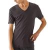 Gunze Standard Fire Acedron Lightweight Short Sleeve Winter Warm Black V-Neck Men's