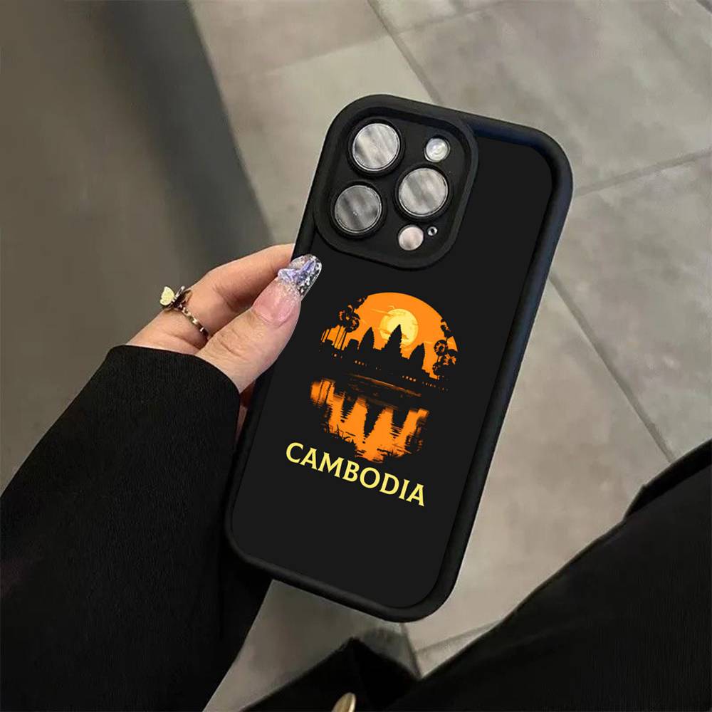 Cambodia Flag Soft Silicone Case For iphone 17 Air 16 15 14 13 12 11 Pro Max Plus Shockproof TPU Phone Cover