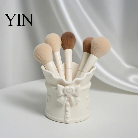 Eco Friendly PLA Organizer Lolita Bow Makeup Brush Holder, 3D Printed Pen Holder Storage Cup, Wavy Cute Container Rim Desktop for Vanity Table Decor,