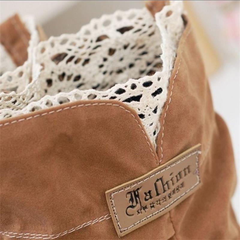 Plus Size Matte Mid-Calf Flat Heel Lace-Up Wrinkled Women's Boots