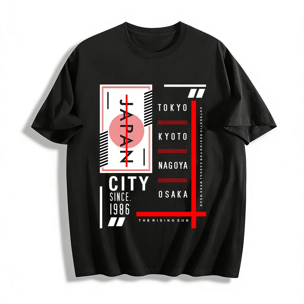 Minimalist Japanese Style Contrast Print Casual T-shirt Pure cotton T-shirt XXS