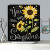 Sunflower Butterflies Shower Curtain for Bathroom Decor, Black and Yellow Bath Accessories, Waterproof Polyester with Hook