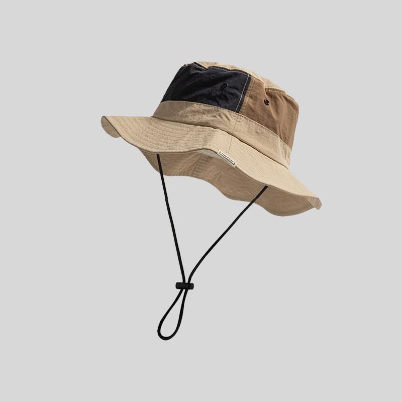 

Patchwork Bucket Hat Men Women Fashion Color Block Sun Hat Breathable Cotton Outdoor Fisherman Cap Adult (52-56CM) бежевый
