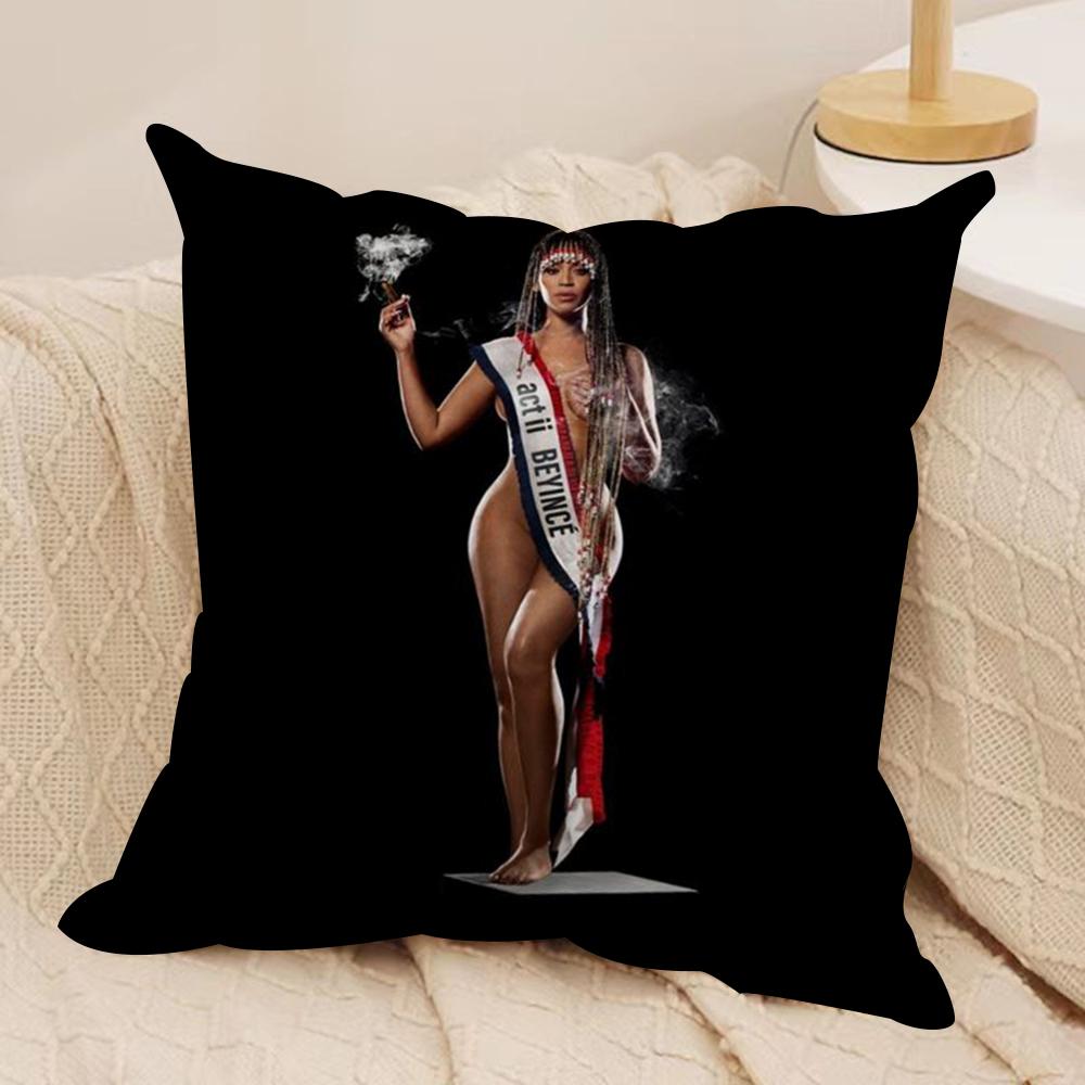 Singer B-Beyonce Cowboy Cushion Cover Soft Plush Double-Sided Printed Sofa Pillow Cushion Cover | Cozy All-Season Decor Gift