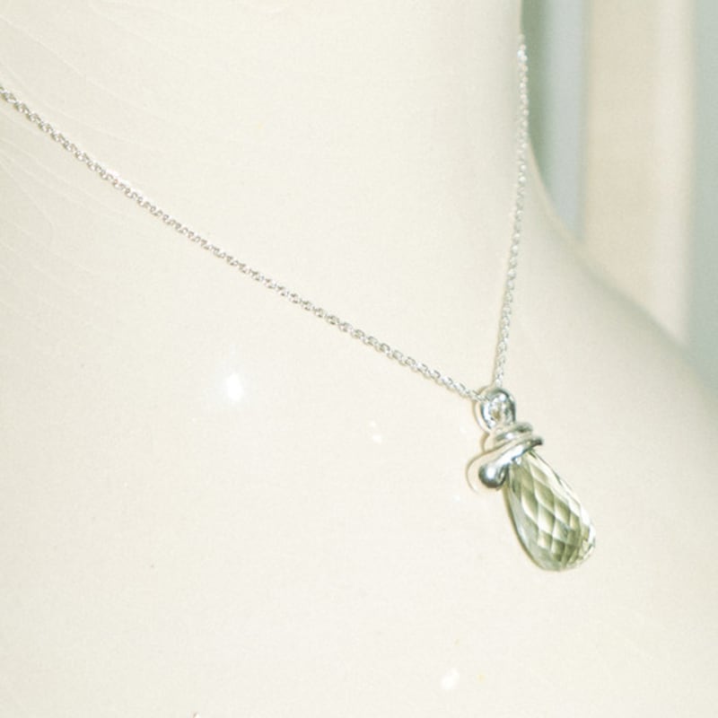 

neateun Green Amethyst Drop Necklace 50-55CM