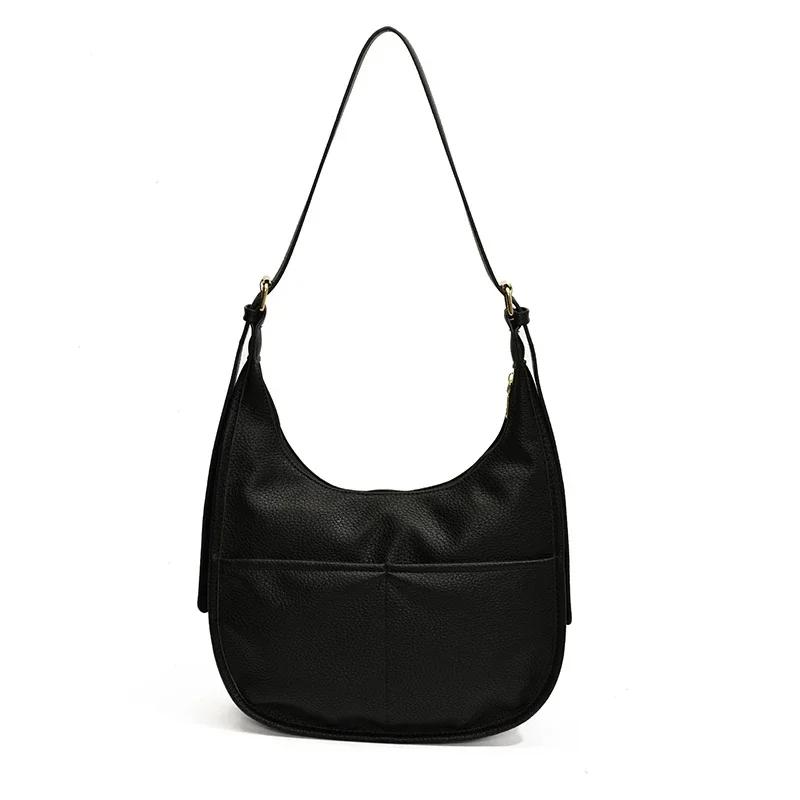 Geantă cu textură de înaltă calitate pentru femei de mare capacitate, noua geantă retro cu umăr de toamnă și iarnă